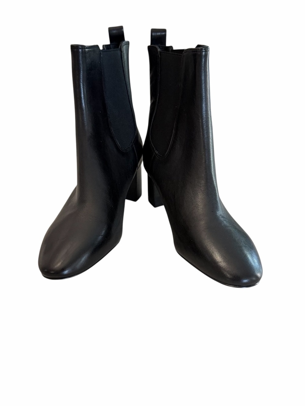 Madewell Silvia Chelsea Black Leather Boots Heel Sz 8 NWOT